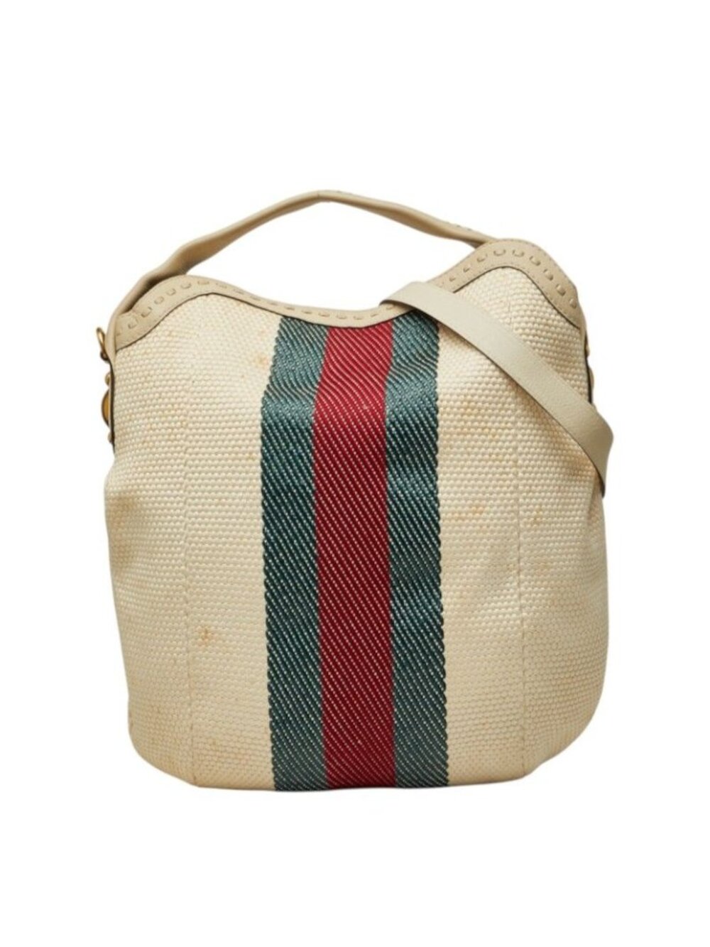 Gucci Sherry Line Tote Shoulder Bag 2-Way Ivory Canvas